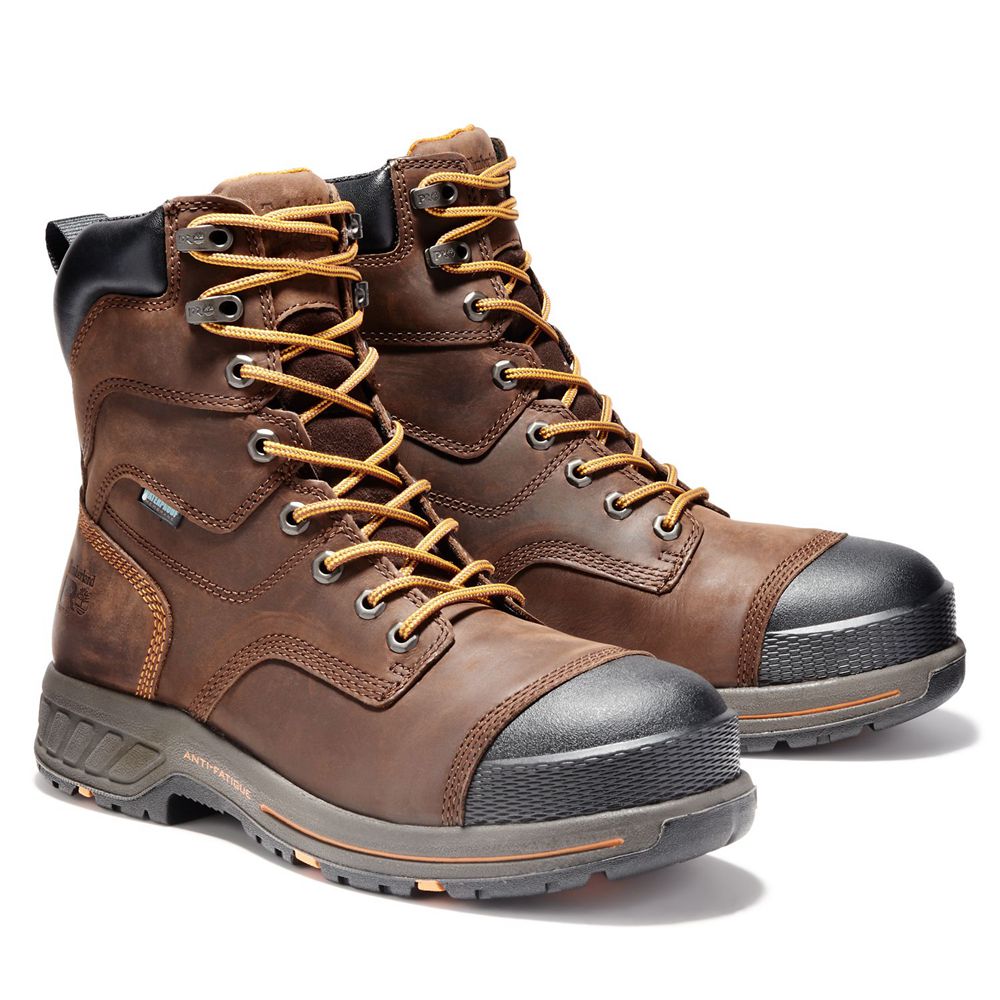 Bocanci De Muncă Timberland Barbati Maro/Negrii - Pro® Helix Hd 8\" Soft Toe - Romania - UIAFHL981